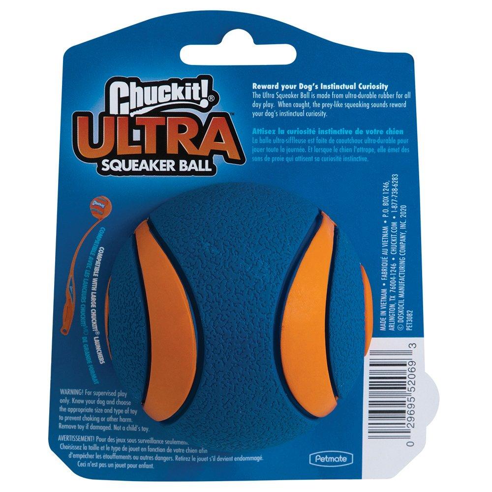 CHUCKIT! Ultra Squeaker Ball For Dogs Large 7.5cm (1 Pack) - Sparklet