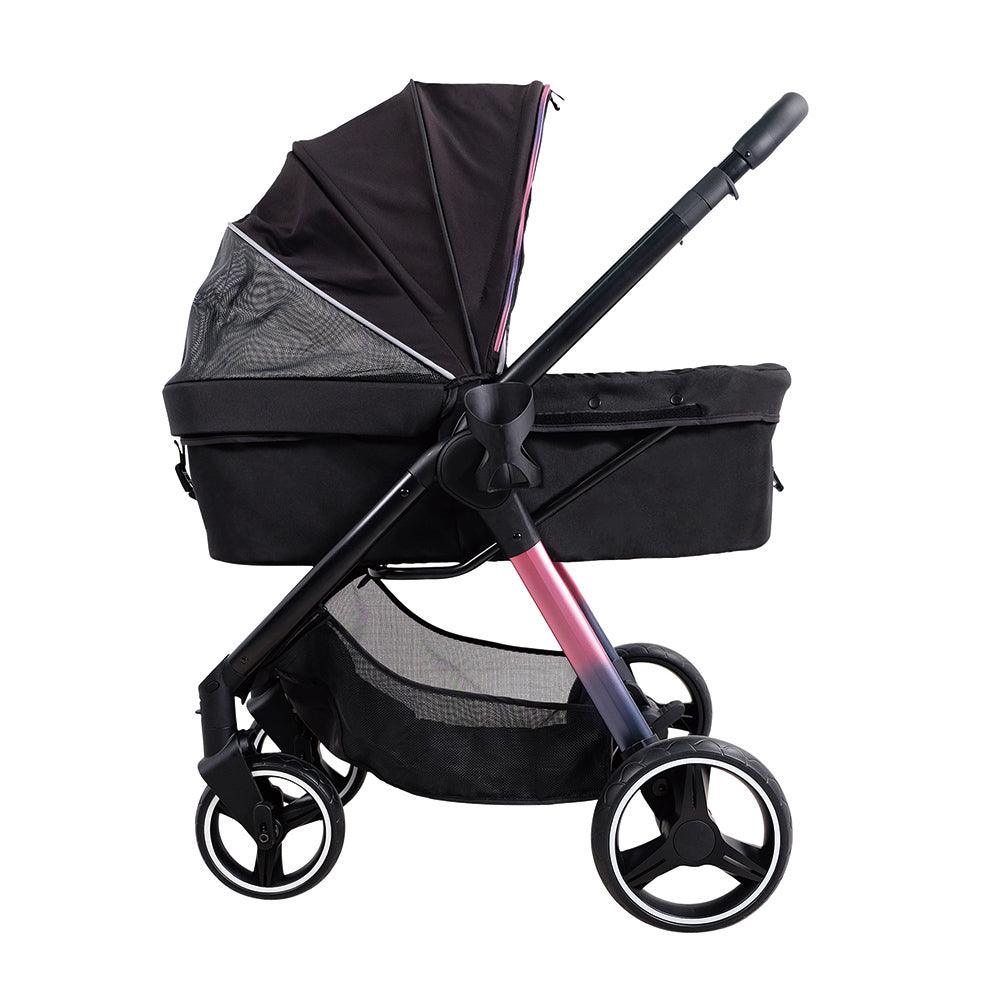 IBIYAYA Retro Luxe Folding Pet Stroller for Pets up to 30kg - Prism Black - Sparklet