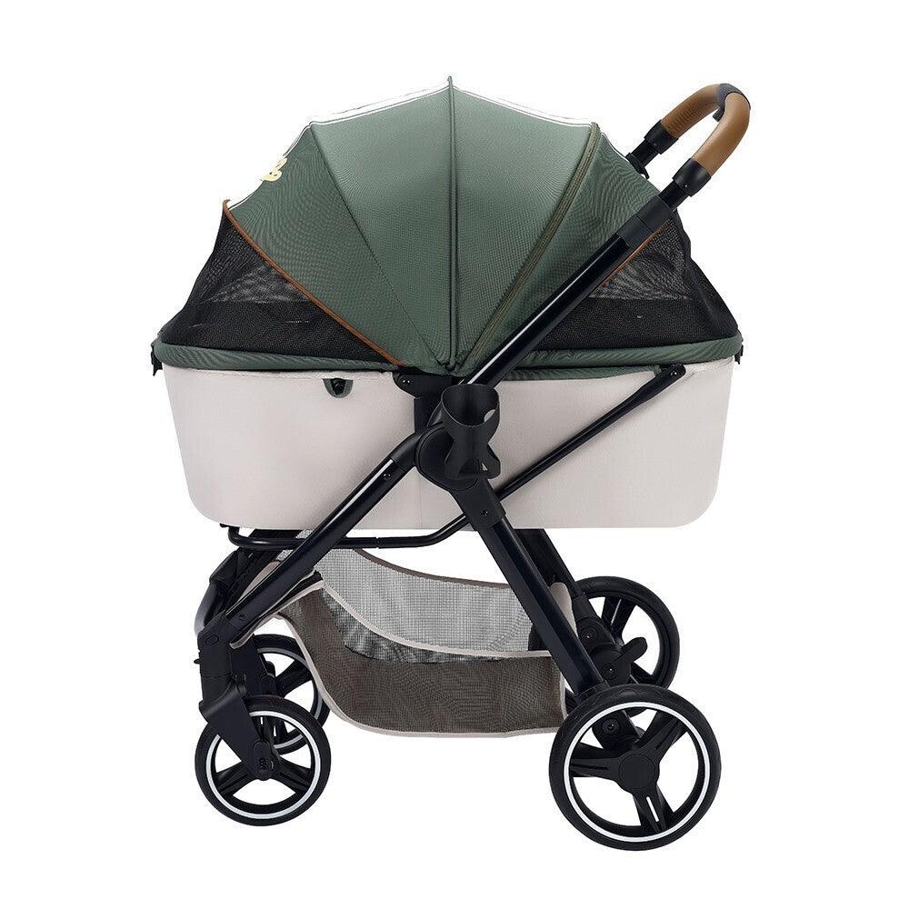 IBIYAYA Retro Luxe Folding Pet Stroller for Pets up to 30kg - Soft Sage - Sparklet