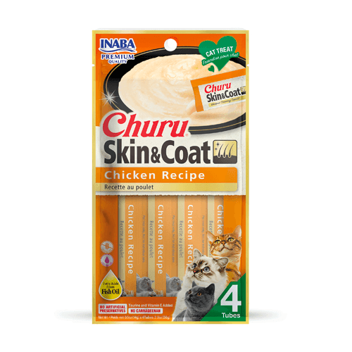 INABA Cat Churu Puree Skin & Coat Chicken 56G x 6 Packs - Sparklet