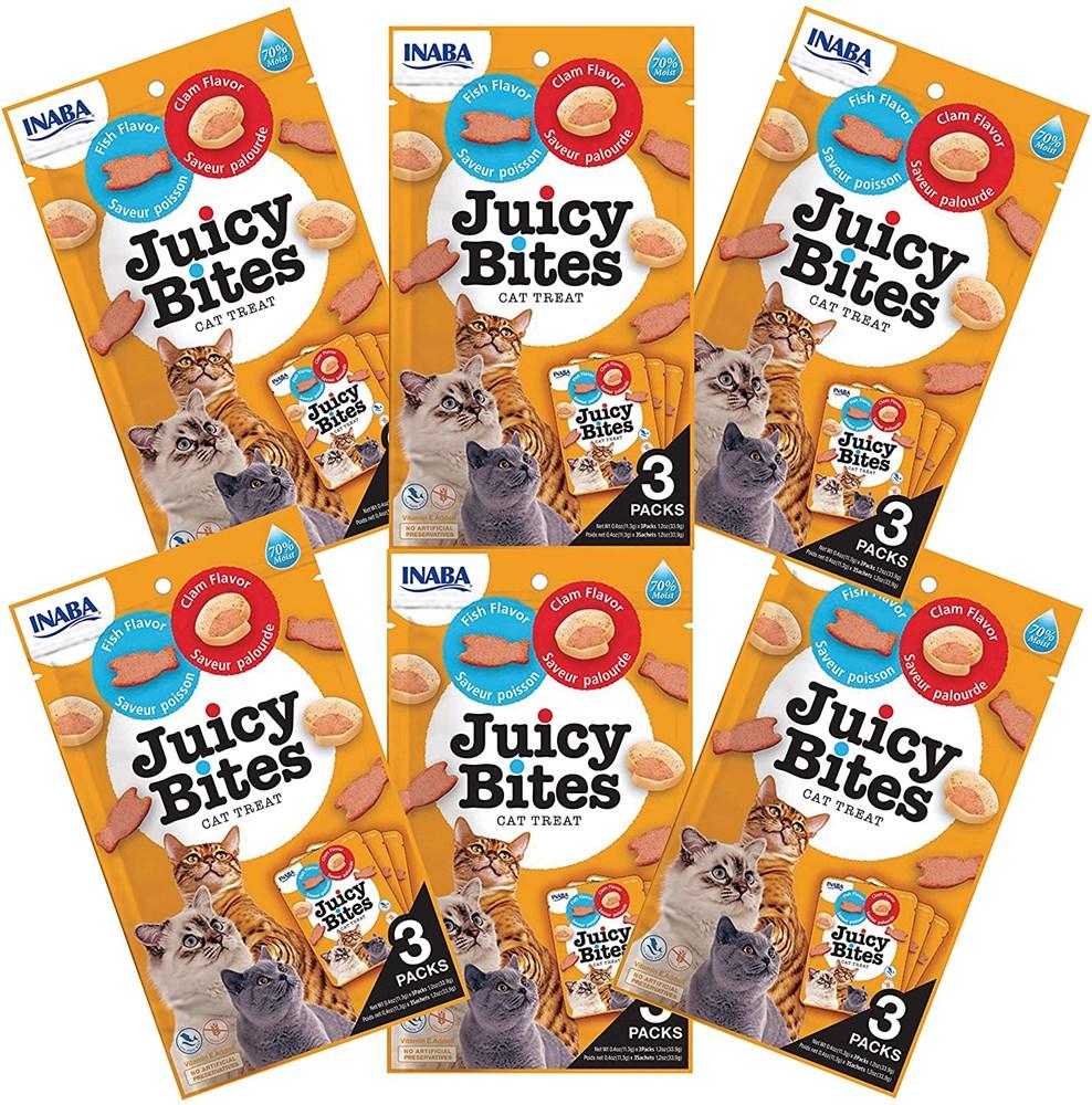 INABA Cat Juicy Bites Fish & Clam 34G X 6 Packs Cat Treats - Sparklet