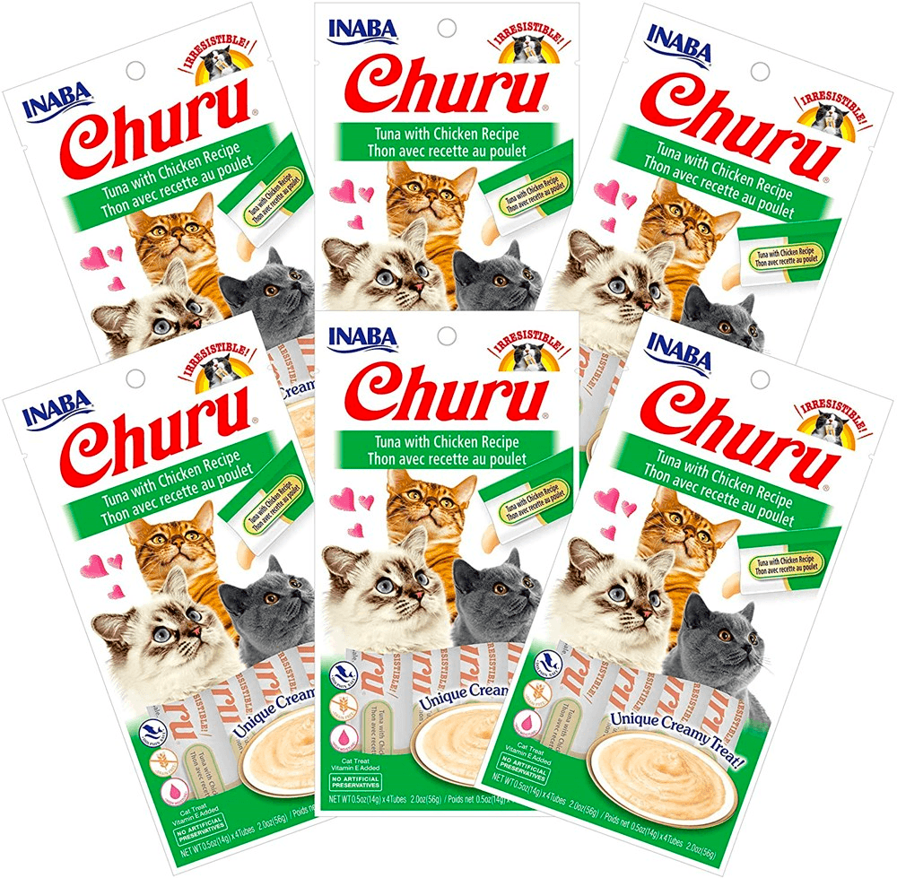 INABA Cat Puree Tuna With Chicken 56G x 6 Packs Cat Treats - Sparklet