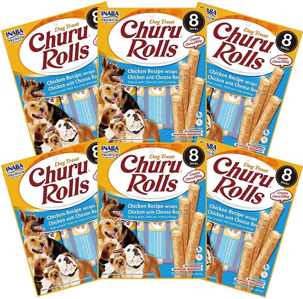 INABA Dog Churu Rolls Chicken Wraps Cheese 96G x 6 Packs - Sparklet