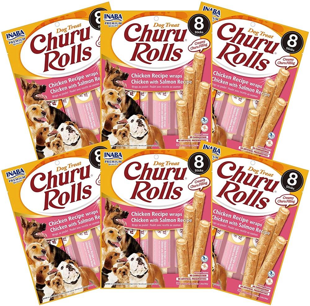 INABA Dog Churu Rolls Chicken Wraps Salmon 96G x 6 Packs - Sparklet