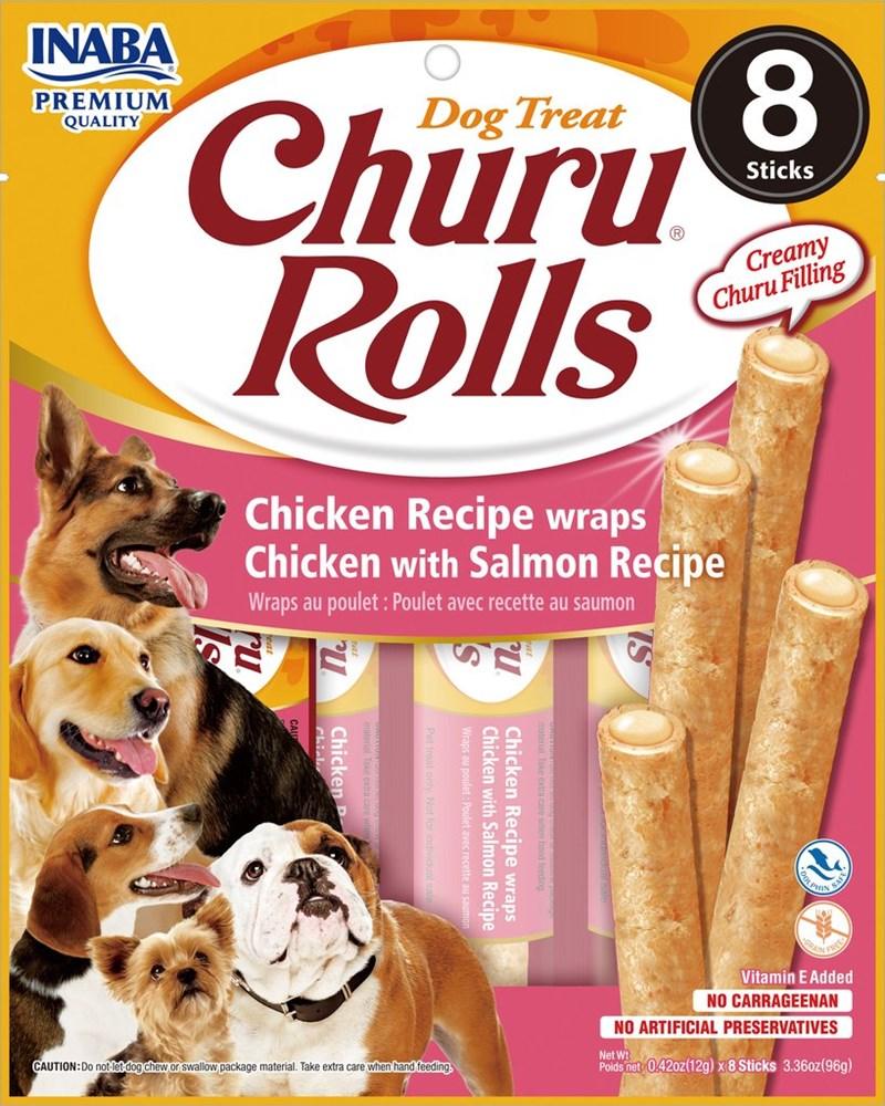 INABA Dog Churu Rolls Chicken Wraps Salmon 96G x 6 Packs - Sparklet
