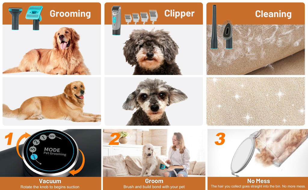 LYLLI PILLY 5-in-1 Pet Grooming Kit Vacuum For Pet Families - Sparklet