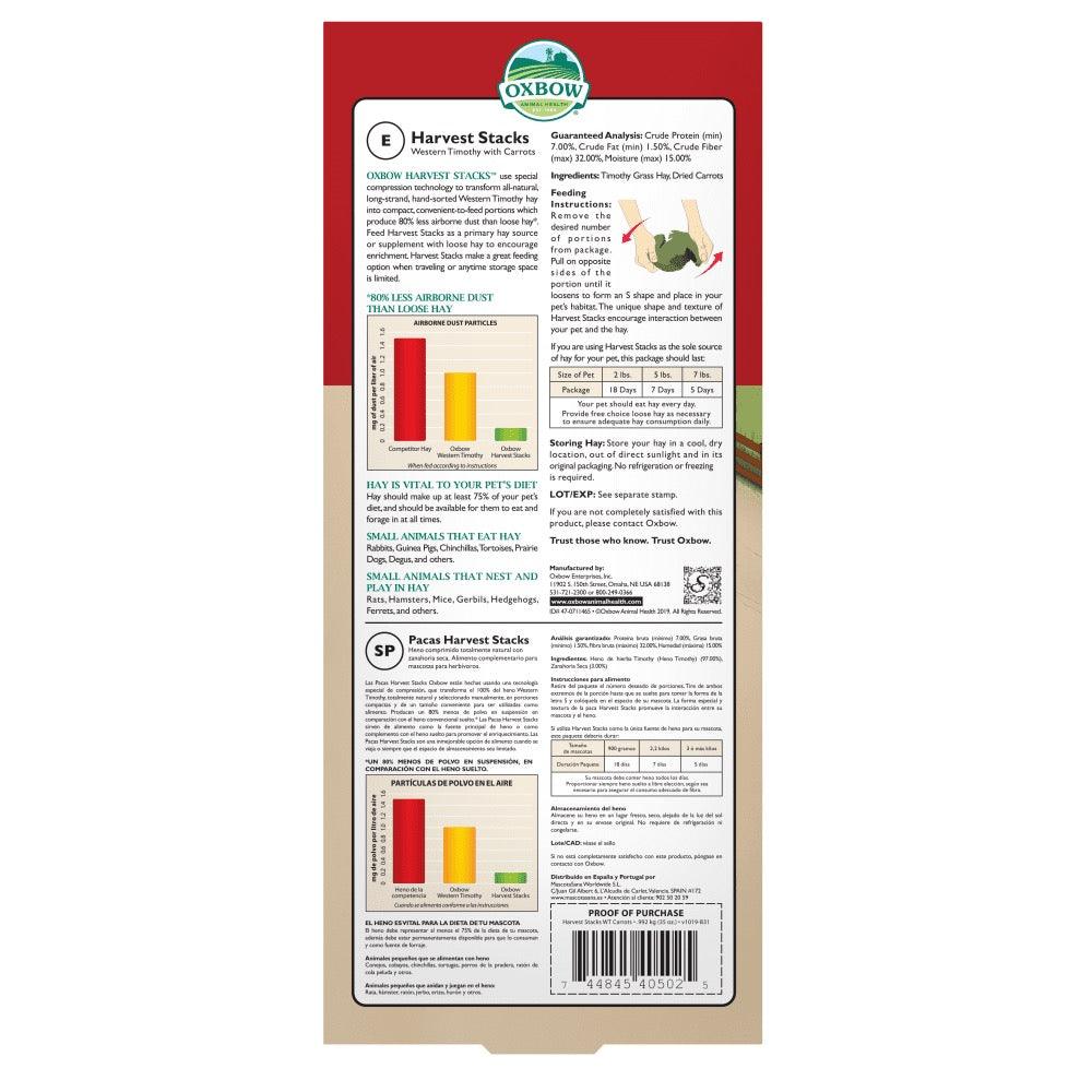 OXBOW Harvest Stacks Compressed Western Timothy & Carrot 1KG - Sparklet