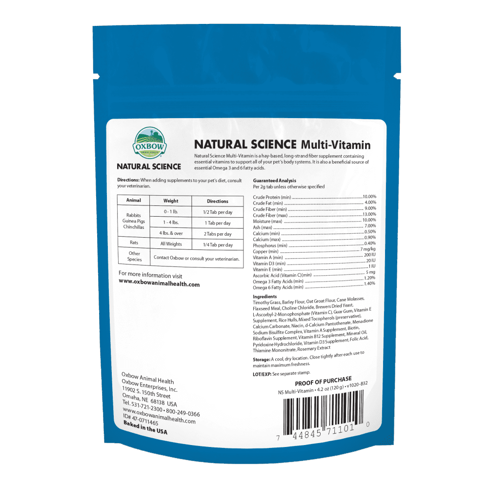 OXBOW Natural Science Multi-Vitamin Supplement For Small Animals 120G - Sparklet