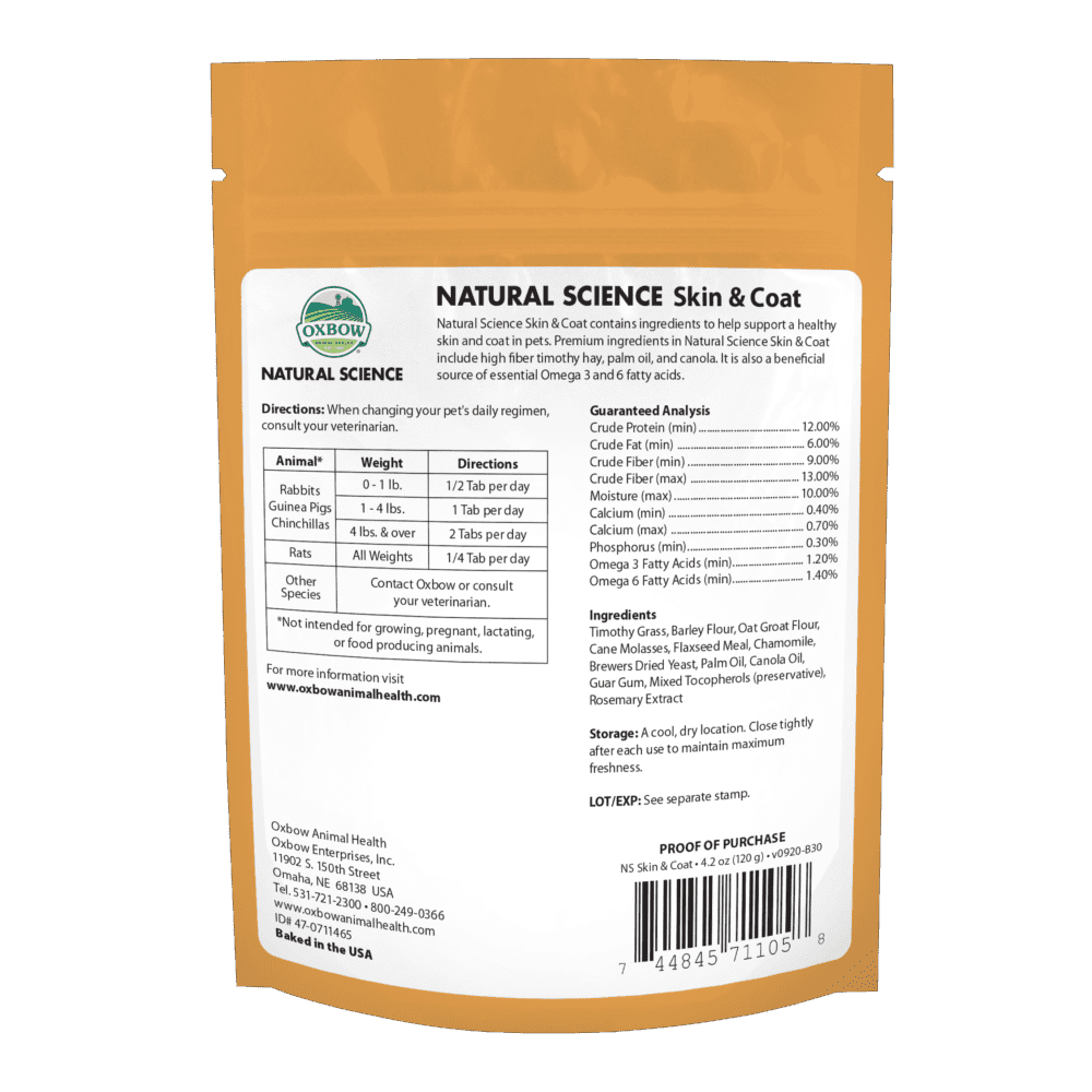 OXBOW Natural Science Skin & Coat Supplement For Small Animals 120G - Sparklet