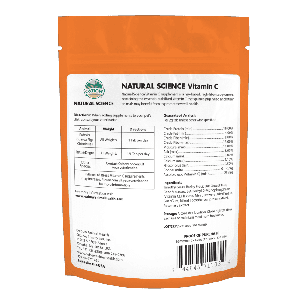 OXBOW Natural Science Vitamin C Supplement For Small Animals 120G - Sparklet