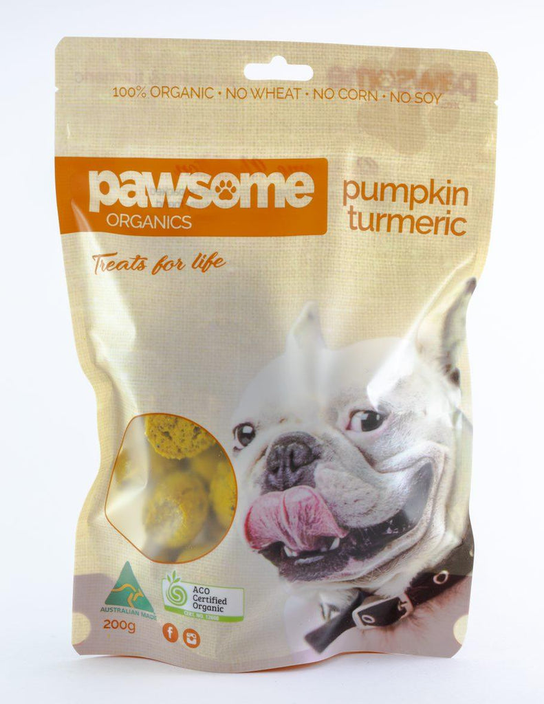 PAWSOME ORGANICS Certified Organic Pumpkin and Turmeric Dog Treats 200G - Sparklet