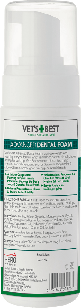 VET'S BEST Advanced Dental Foam 150ml - Sparklet