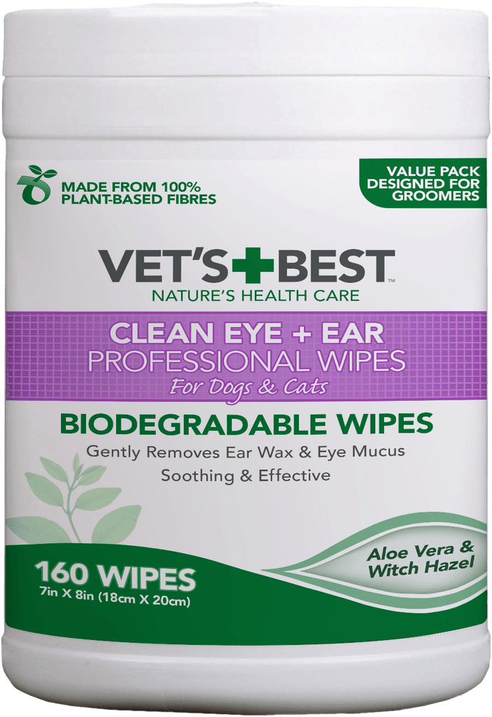 VET'S BEST Clean Eye + Ear Professional Wipes for Dogs & Cats 160pc - Sparklet