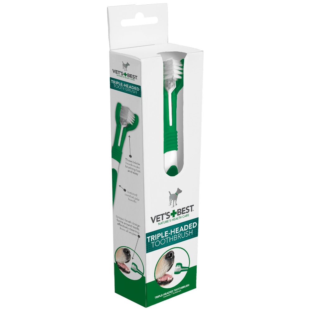 VET'S BEST Triple Headed Toothbrush For Dogs - Sparklet