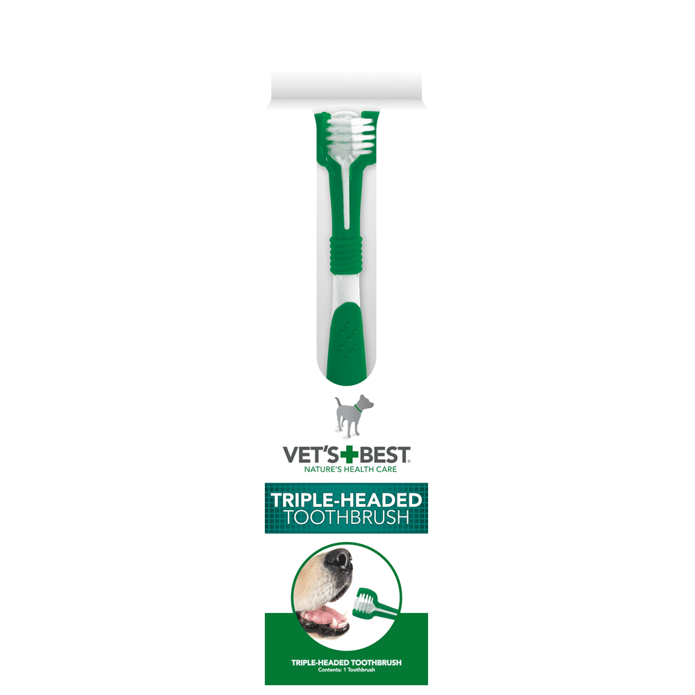 VET'S BEST Triple Headed Toothbrush For Dogs - Sparklet