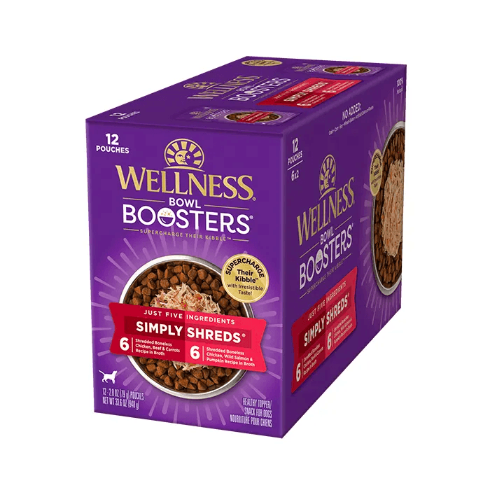 WELLNESS Bowl Boosters Simply Shreds Wet Dog Food Variety Pack 79GX12 - Sparklet