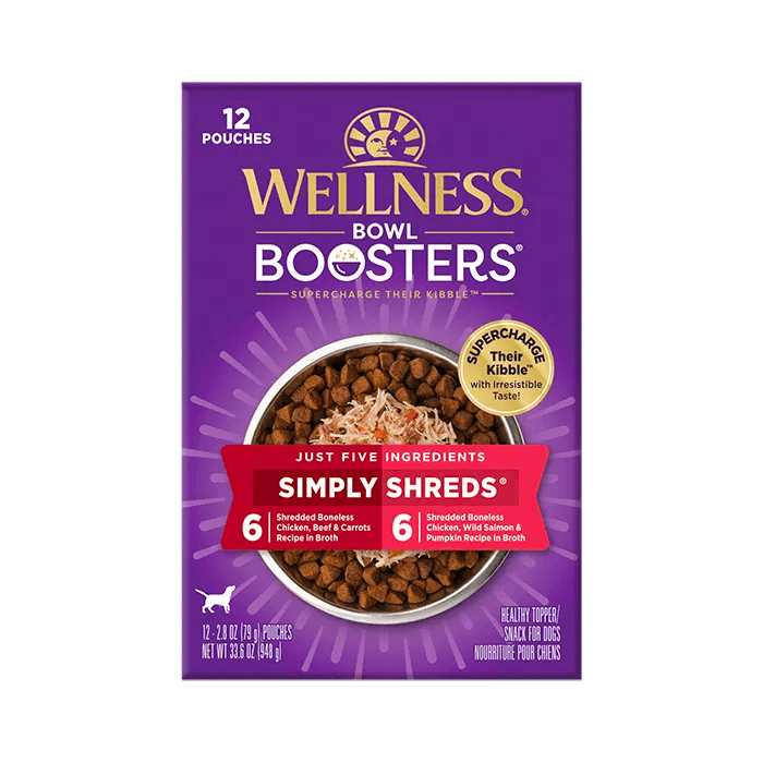 WELLNESS Bowl Boosters Simply Shreds Wet Dog Food Variety Pack 79GX12 - Sparklet
