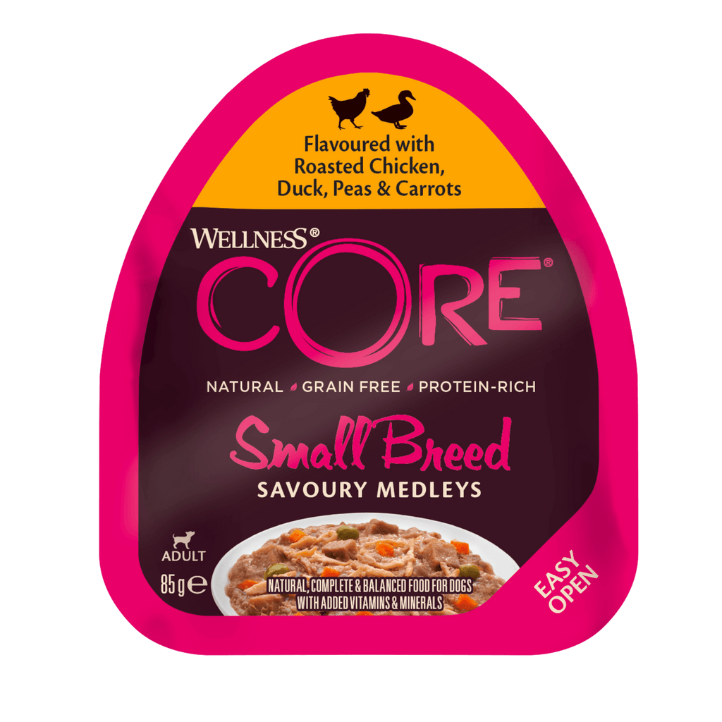WELLNESS CORE Savoury Medleys Chicken, Duck, Peas & Carrots Wet Small Dog Food 85GX12 - Sparklet
