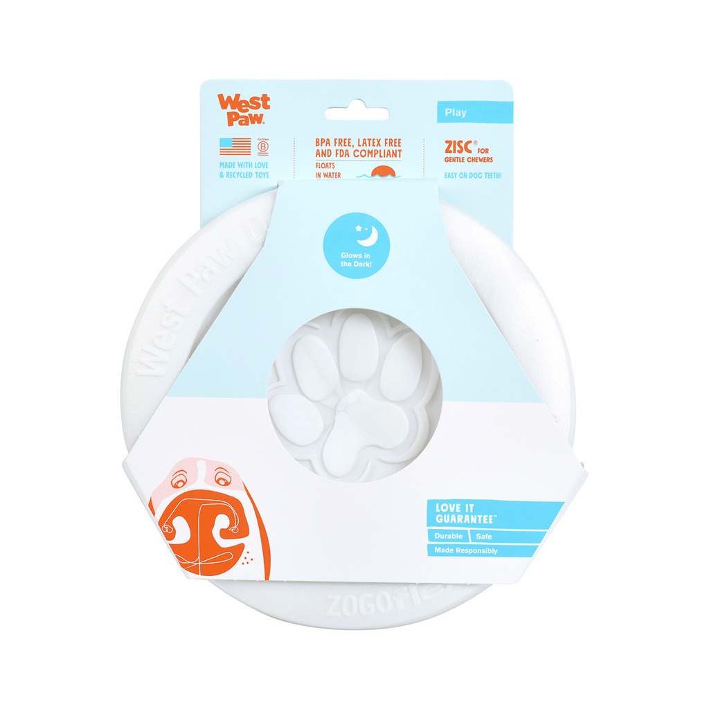 WEST PAW Zisc Flying Disc Fetch Dog Toy - Glow in the Dark - Sparklet