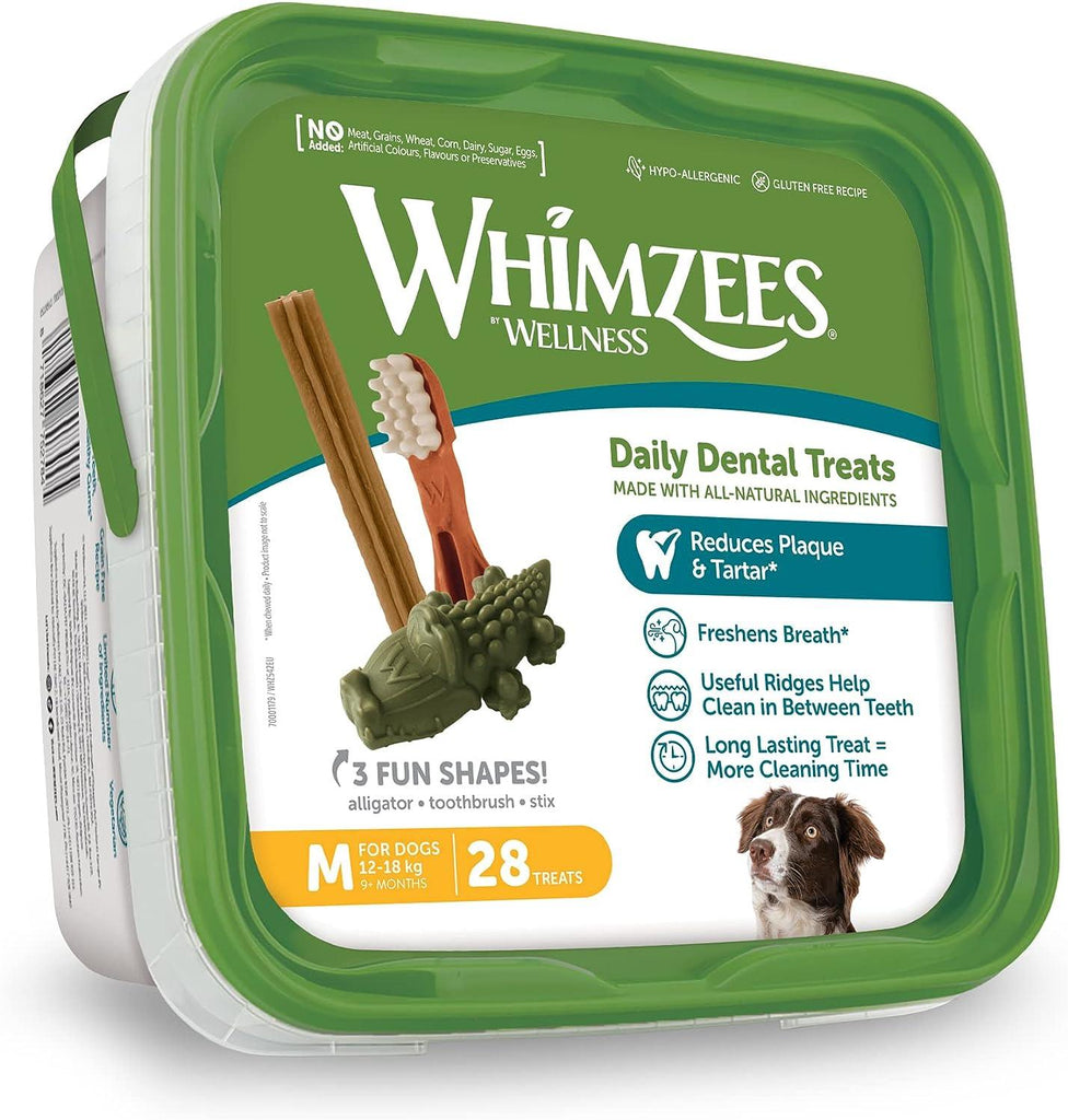 WHIMZEES Natural Daily Dental Chews For Adult Dog Medium Breed Variety Box 28 Packs - Sparklet