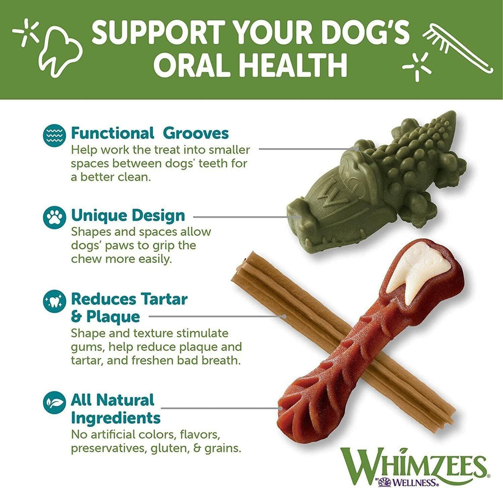 WHIMZEES Natural Daily Dental Chews For Adult Dog Medium Breed Variety Box 28 Packs - Sparklet