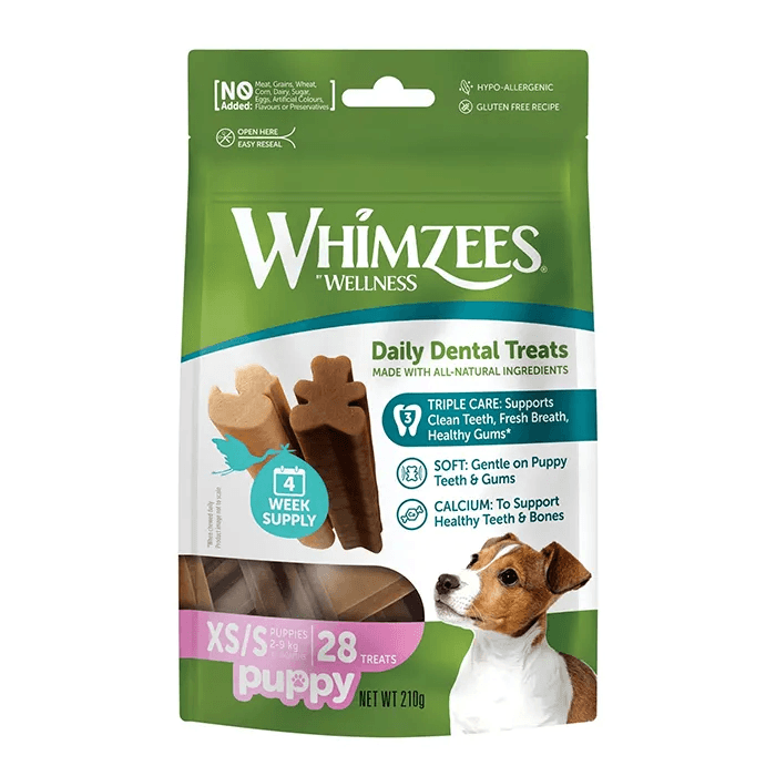 WHIMZEES Natural Daily Dental Chews Puppy XS/S Breed Treats 28 Packs - Sparklet