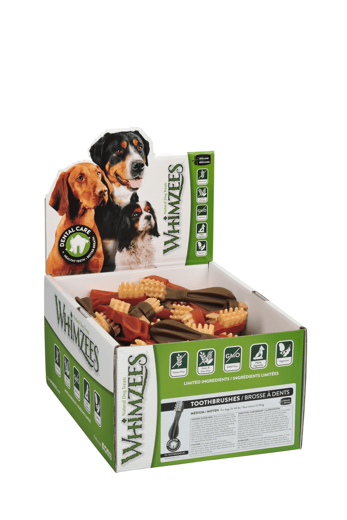 WHIMZEES Natural Daily Dental Toothbrush Chews For Adult Dog Medium Breed (12-18KG) 75 pcs - Sparklet