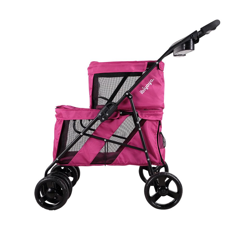 IBIYAYA Double Decker Pet Stroller for Multiple Pets - Red Violet - Sparklet