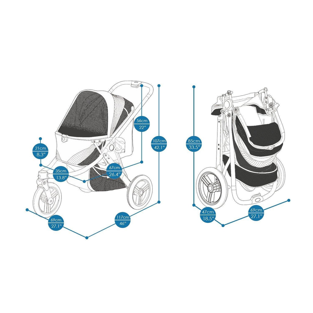 IBIYAYA The Beast Pet Jogging Stroller For Pets Up to 25kg - Jet Black - Sparklet