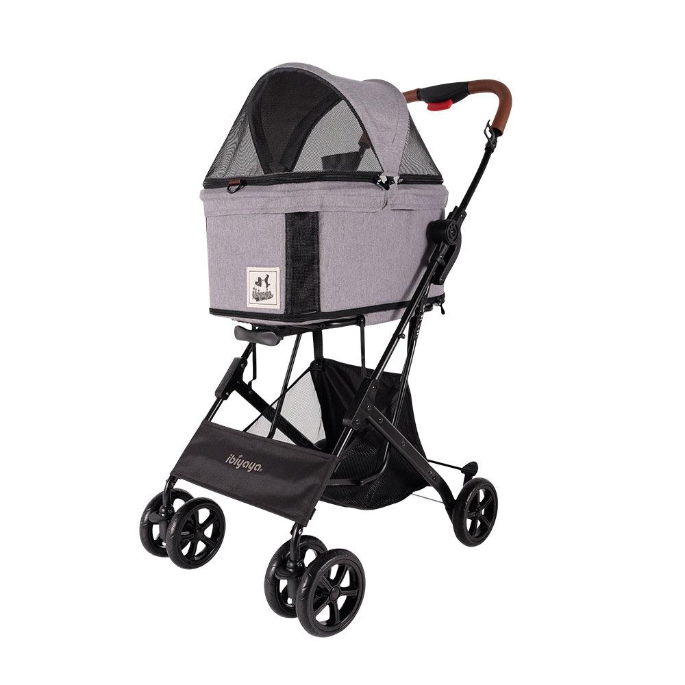 IBIYAYA Travois Tri-fold Pet Travel Stroller System - Nimbus Gray - Sparklet
