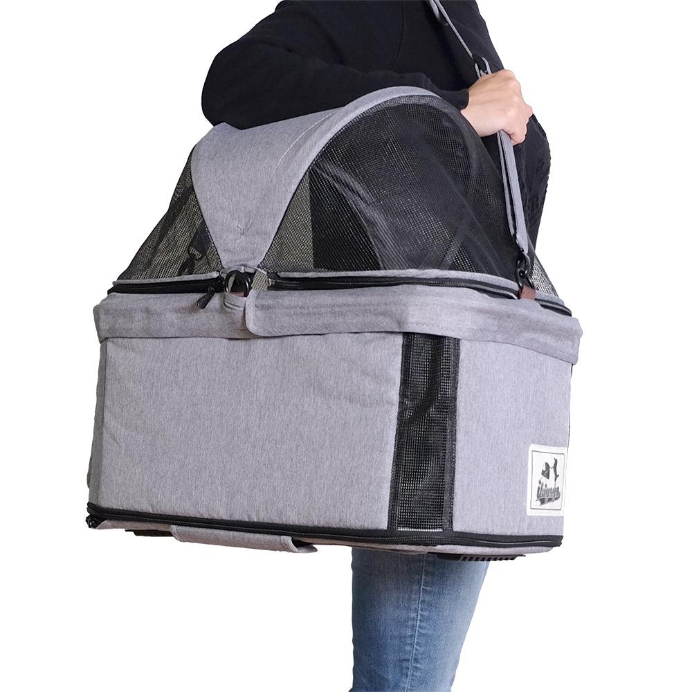 IBIYAYA Travois Tri-fold Pet Travel Stroller System - Nimbus Gray - Sparklet
