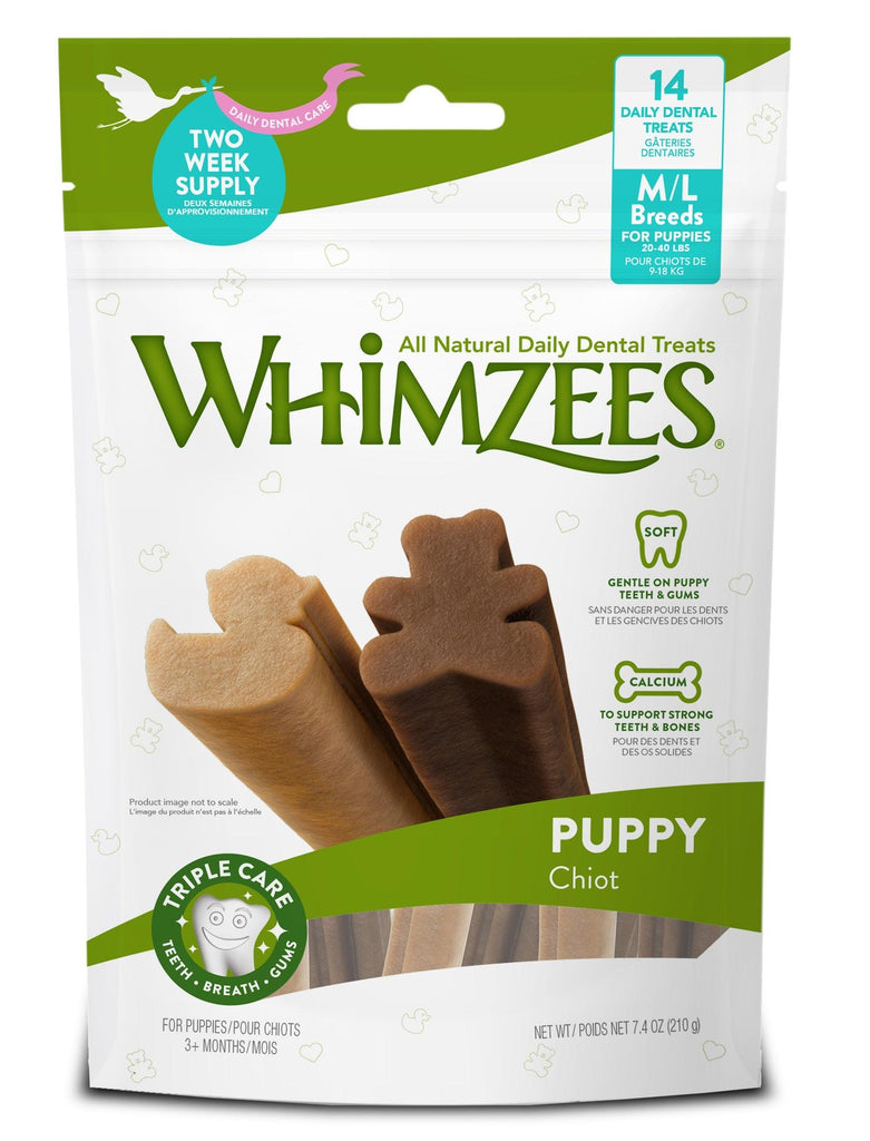 WHIMZEES Natural Daily Dental Chews Puppy M/L Breed Treats 14 Packs - Sparklet
